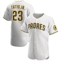 San Diego Padres #23 Fernando Tat¨ªs Jr. White-Brown AmberGomez Home Authentic Player Jersey