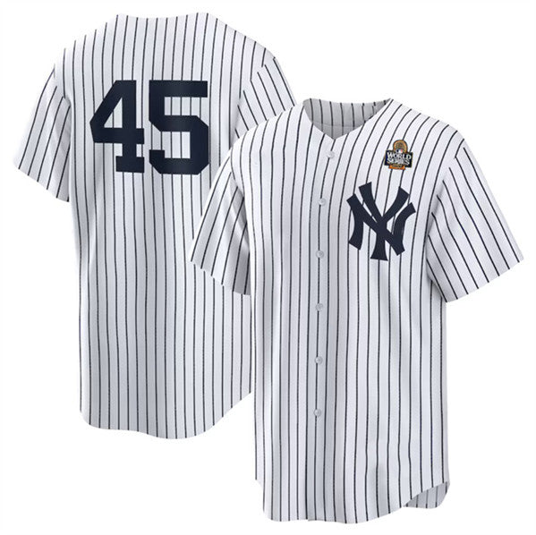 New York Yankees #45 Gerrit Cole White AmberGomez 2024 World Series Cool Base Stitched Jersey