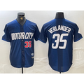 Detroit Tigers #35 Justin Verlander Number Navy AmberGomez 2024 City Connect Cool Base Limited Stitched Jersey