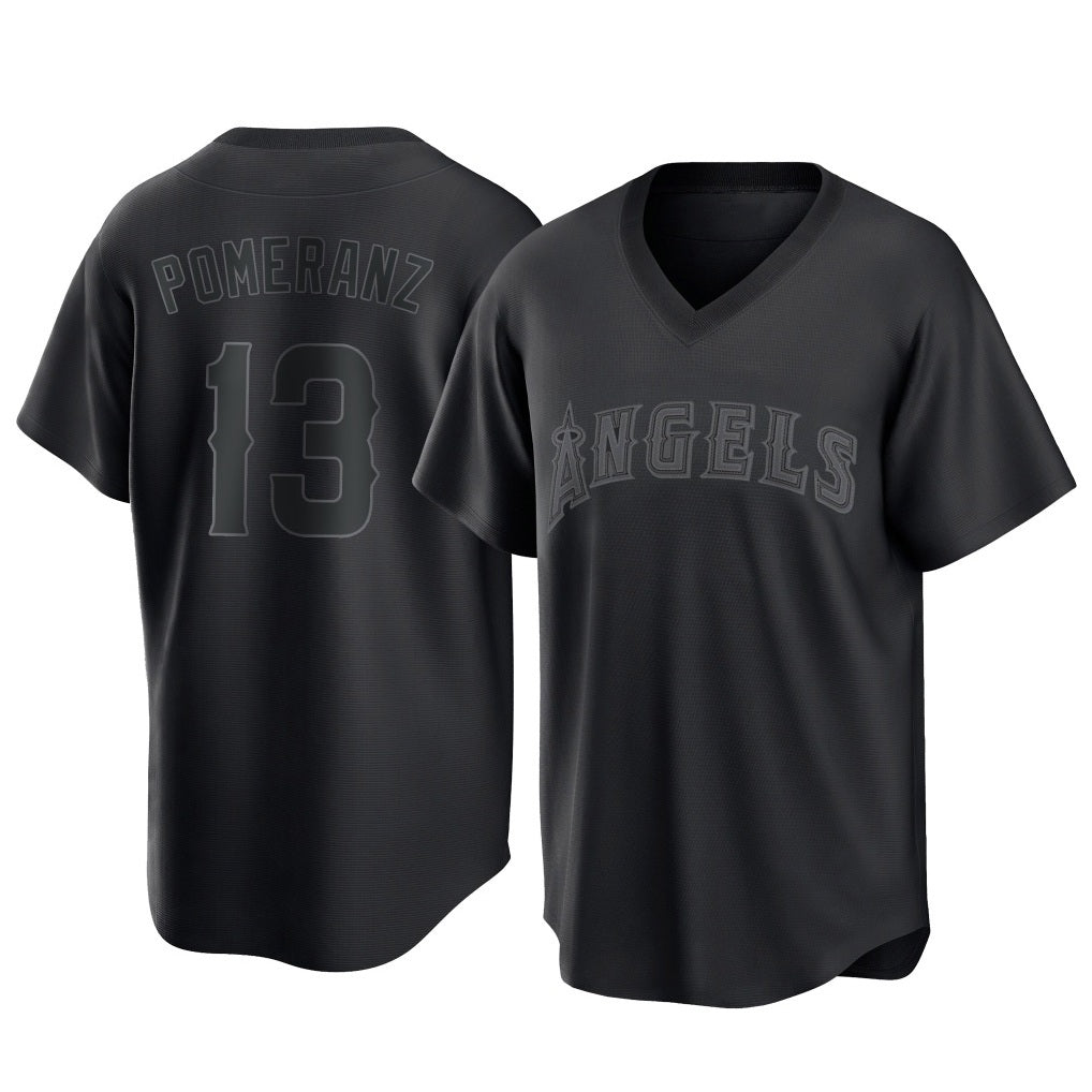 Los Angeles Angels #13 Drew Pomeranz Player Black AmberGomez Pitch Fashion T-shirt Stitched Jerseys
