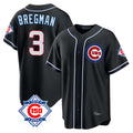 Chicago Cubs #3 Alex Bregman Player Black AmberGomez Fashion Out 150th Anniversary Game Stitched Jerseys
