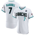 Arizona Diamondbacks #7 Corbin Carroll White AmberGomez 2023 World Series Flex Base Stitched Jersey