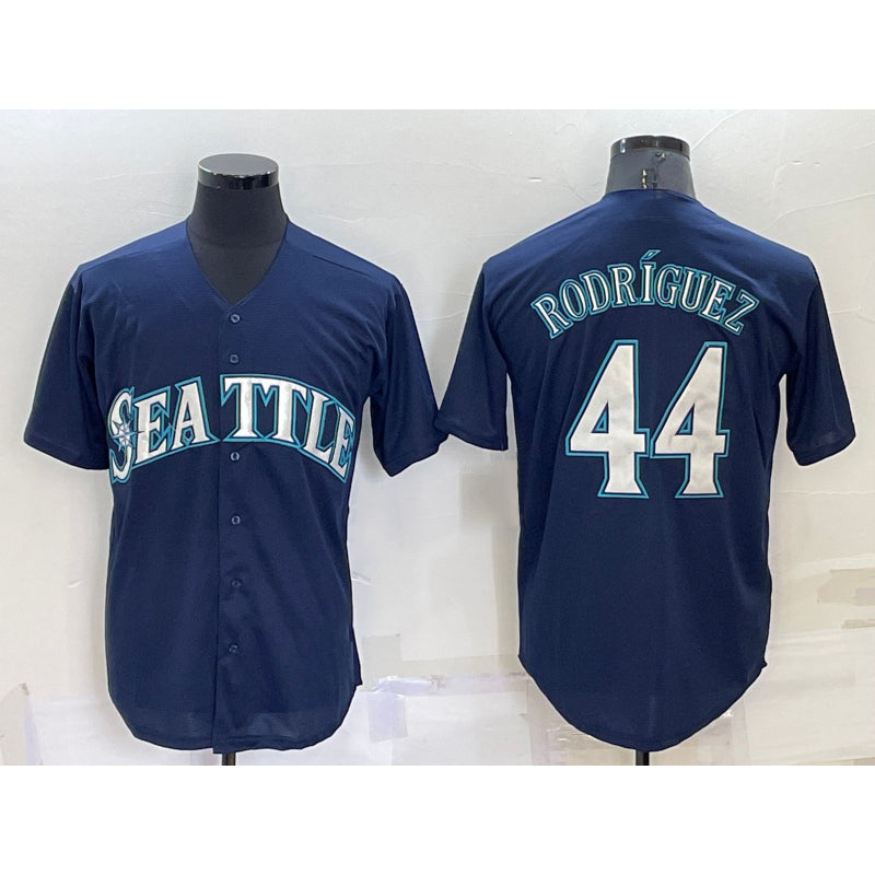 Seattle Mariners #44 Julio Rodriguez Navy Blue AmberGomez Stitched Cool Base Jersey