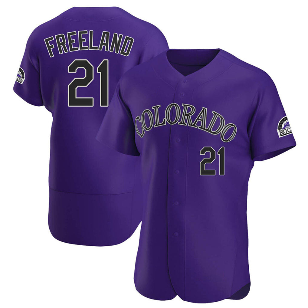 Colorado Rockies #21 Kyle Freeland Player Purple AmberGomez Limited Elite Home Stitched Jerseys