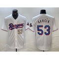 Texas Rangers #53 Adolis Garcia Number White AmberGomez 2023 World Series Champions Cool Base Jerseys