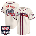 Custom Atlanta Braves Cream AmberGomez USA 250 Fourth of July Vapor Premier Limited Jersey ¨C All Stitched
