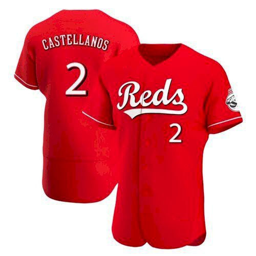 Cincinnati Reds #2 Nick Castellanos Scarlet AmberGomez 2021 Alternate Jersey