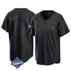 Los Angeles Dodgers #8 Enrique Hern¨¢ndez Player Black AmberGomez World Series Meet Pitch Fashion T-shirt Stitched Jerseys