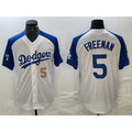 Los Angeles Dodgers #5 Freddie Freeman Number White Blue AmberGomez Fashion Stitched Cool Base Limited Jersey 3