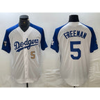 Los Angeles Dodgers #5 Freddie Freeman Number White Blue AmberGomez Fashion Stitched Cool Base Limited Jersey 3