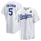 Los Angeles Dodgers #5 Freddie Freeman White AmberGomez 2024 World Series Cool Base Stitched Jersey