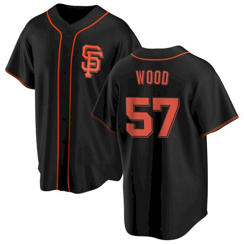 San Francisco Giants #57 Alex Wood Black AmberGomez Alternate Jersey