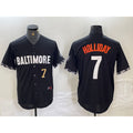 Baltimore Orioles #7 Jackson Holliday Number Black AmberGomez 2023 City Connect Cool Base Stitched Jersey