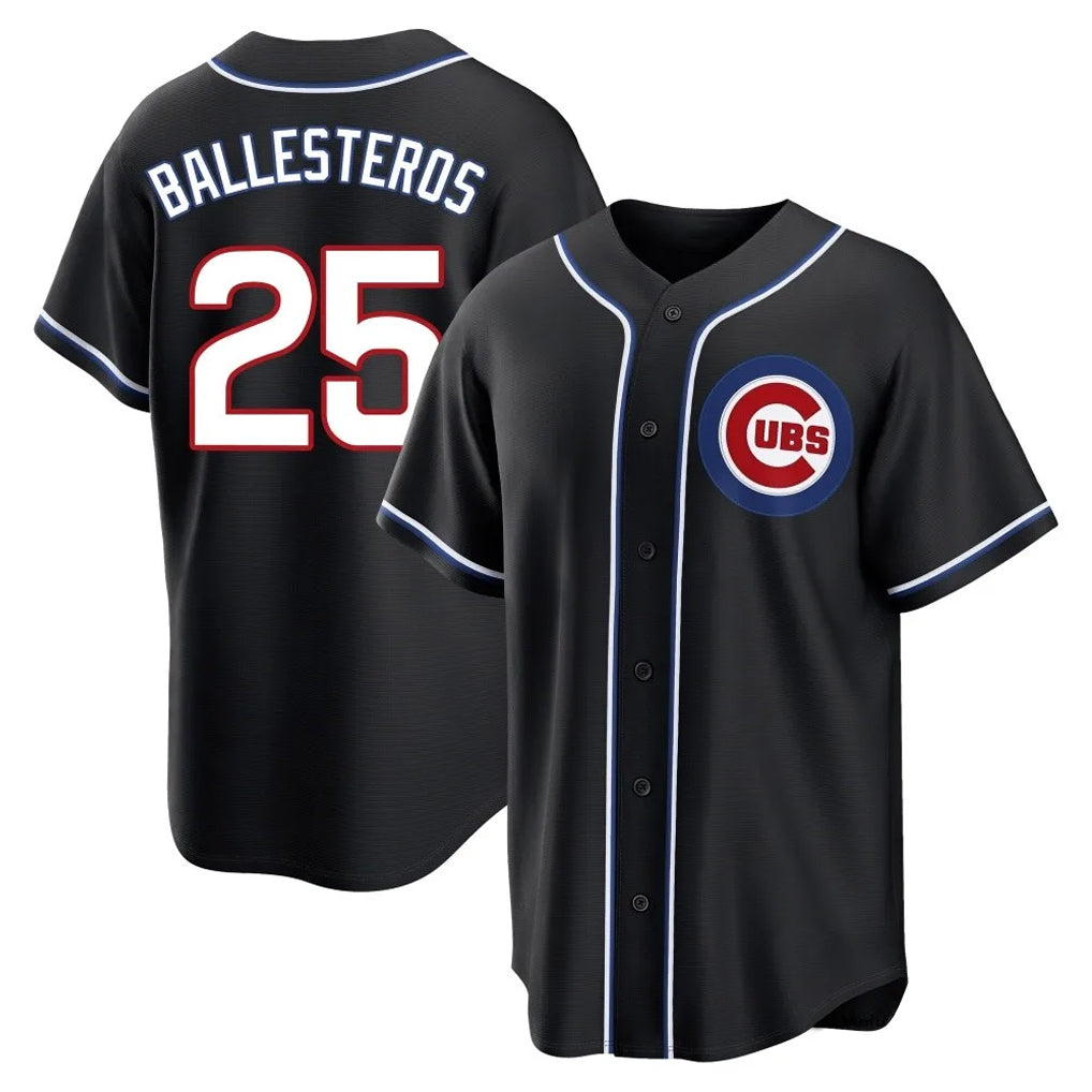 Chicago Cubs #25 Moises Ballesteros Player Black AmberGomez Fashion Out Game Stitched Jerseys