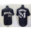 Milwaukee Brewers #24 William Contreras Black AmberGomez 'Gothic 414 Shadows Edition' Vapor Premier Limited Stitched Jersey