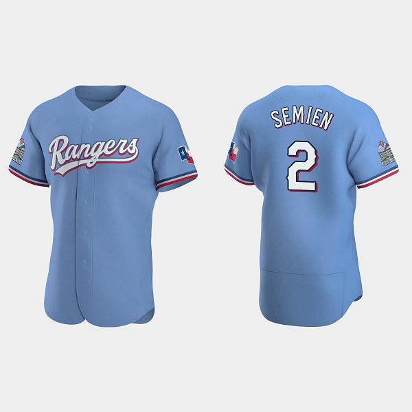 Texas Rangers #2 Marcus Semien Light Blue AmberGomez Flex Base Stitched Jersey