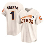 Houston Astros #1 Carlos Correa Player Cream AmberGomez Throwback Cooperstown Collection Limited Stitched Jerseys
