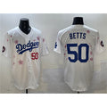 Los Angeles Dodgers #50 Mookie Betts White AmberGomez 2025 Tokyo Series Limited Stitched Jersey