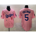 Los Angeles Dodgers #5 Freddie Freeman Pink AmberGomez 2025 Tokyo Series Limited Stitched Jersey