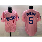 Los Angeles Dodgers #5 Freddie Freeman Pink AmberGomez 2025 Tokyo Series Limited Stitched Jersey