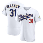 Los Angeles Dodgers #31 Tyler Glasnow White AmberGomez 2026 Gold Collection Authentic Jersey