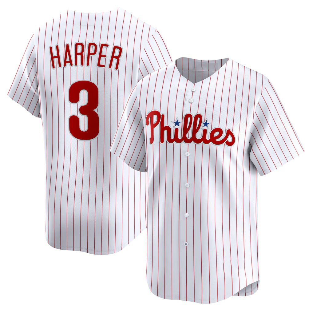 Philadelphia Phillies #3 Bryce Harper White AmberGomez Home Limited Player Jersey
