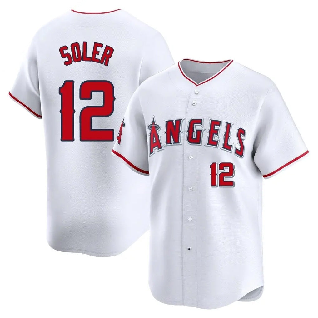 Los Angeles Angels #12 Jorge Soler Player White AmberGomez Limited Home Stitched Jerseys