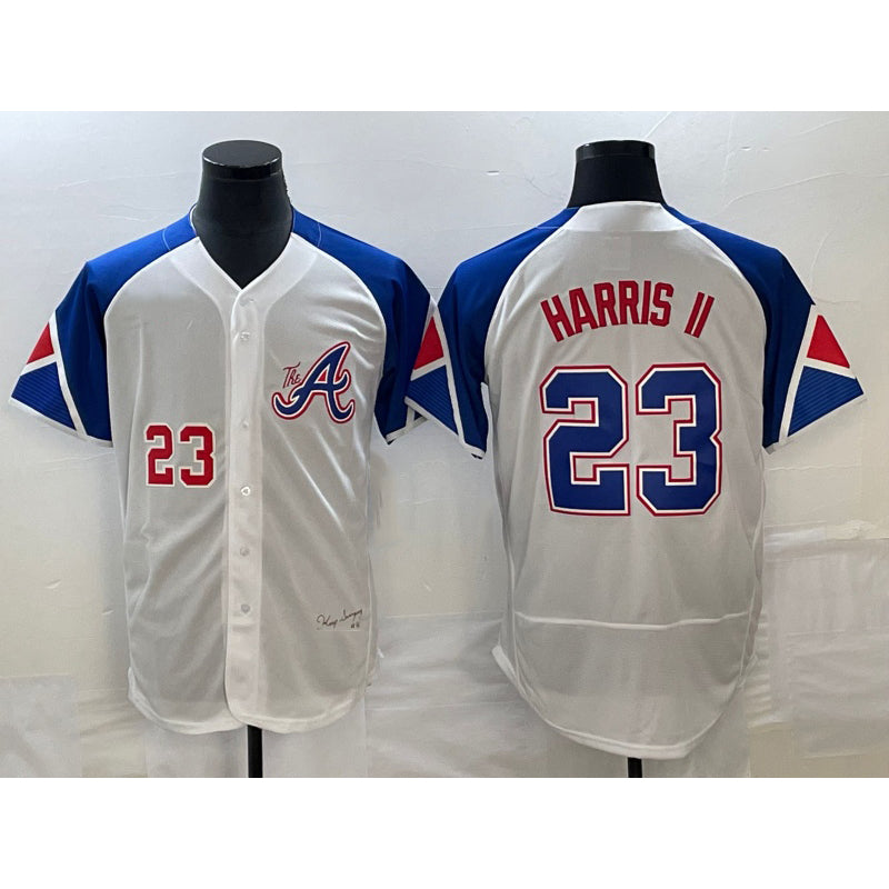 Atlanta Braves #23 Michael Harris II Number White AmberGomez 2023 City Connect Flex Base Stitched Jersey 3