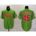 Philadelphia Phillies #45 Zack Wheeler Green AmberGomez With Patch Stitched Cool Base Jersey