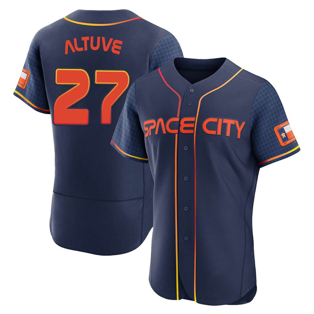 Houston Astros #27 Jose Altuve Player Navy AmberGomez City Connect Limited Elite Home Stitched Jerseys