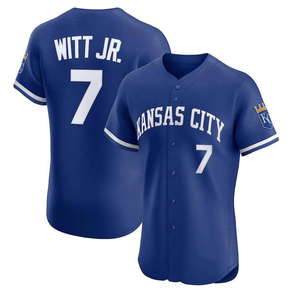 Kansas City Royals #7 Bobby Witt Jr. Royal AmberGomez Alternate 2 Elite Player Jersey