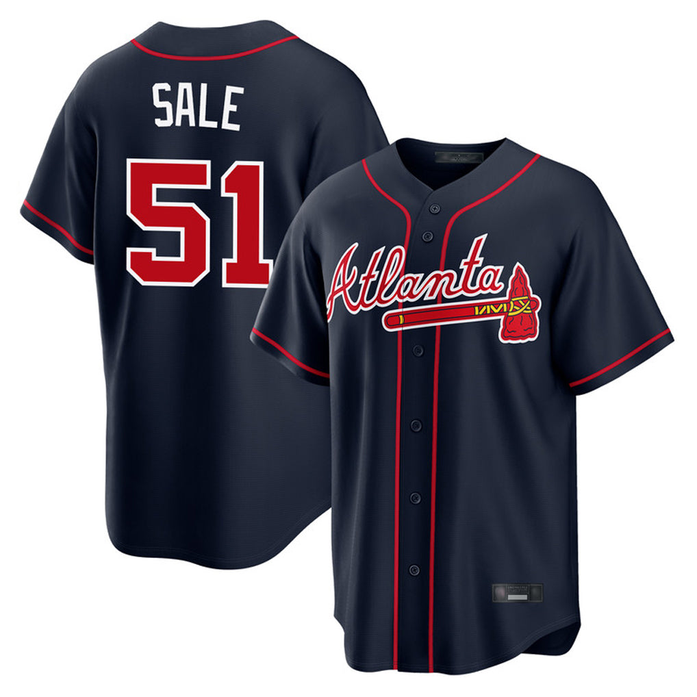 Atlanta Braves #51 Chris Sale Player Navy AmberGomez Home Game Stitched Jerseys