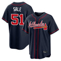 Atlanta Braves #51 Chris Sale Player Navy AmberGomez Home Game Stitched Jerseys