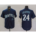 Seattle Mariners #24 Ken Griffey Jr Navy AmberGomez Cool Base Stitched Jersey