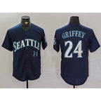 Seattle Mariners #24 Ken Griffey Jr Navy AmberGomez Cool Base Stitched Jersey