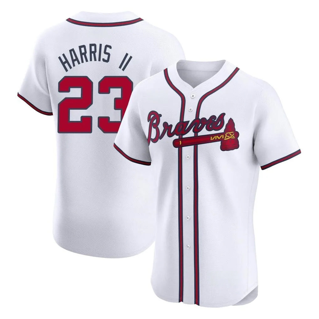 Atlanta Braves #23 Michael Harris II Player White AmberGomez Limited Elite Home Game Stitched Jerseys