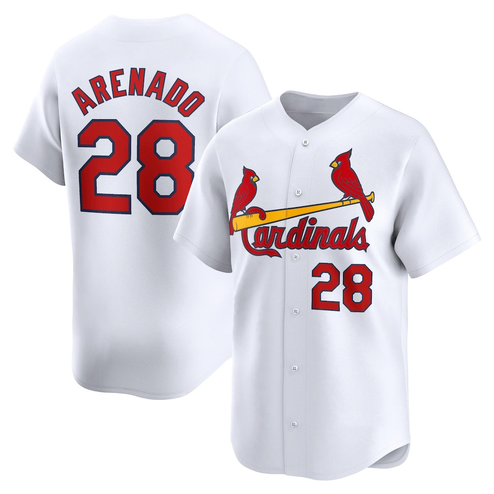 St. Louis Cardinals #28 Nolan Arenado White AmberGomez Home Limited Player Jersey