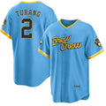 Milwaukee Brewers #2 Brice Turang Blue AmberGomez 2022 City Connect Cool Base Stitched Jersey