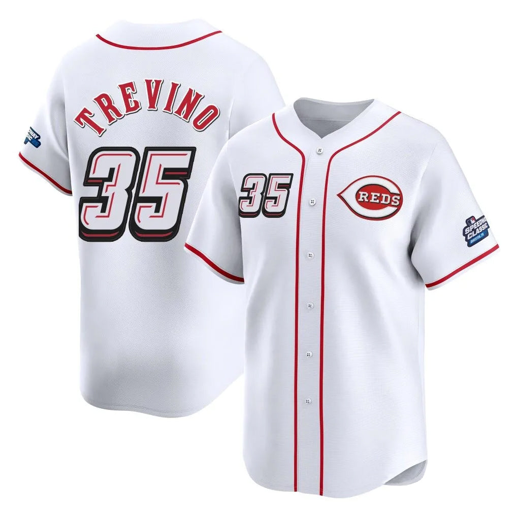 Cincinnati Reds #35 Jose Trevino Player White AmberGomez Speedway Classic Home Limited Stitched Jerseys