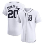 Detroit Tigers #20 Spencer Torkelson Player White AmberGomez Limited Elite Home Stitched Jerseys