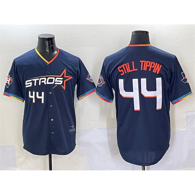 Houston Astros #44 Still Tippin Navy AmberGomez 2025 City Connect With Texas Patch Limited Stitched Jersey