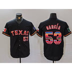 Texas Rangers #53 Adolis Garcia Black AmberGomez Rainbow Mexico Cool Base Stitched Jersey