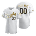 Custom Kansas City Royals White AmberGomez Stitched Flex Base Golden Edition Jersey