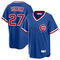 Chicago Cubs #27 Seiya Suzuki Player Royal AmberGomez T-shirt Cooperstown Collection Limited Stitched Jerseys