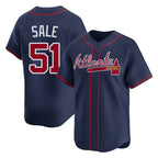 Atlanta Braves #51 Chris Sale Player Navy AmberGomez Limited Home Game Stitched Jerseys