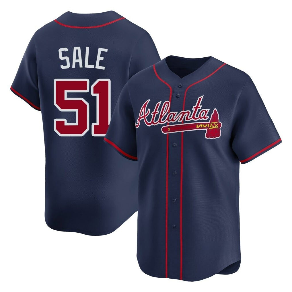 Atlanta Braves #51 Chris Sale Player Navy AmberGomez Limited Home Game Stitched Jerseys