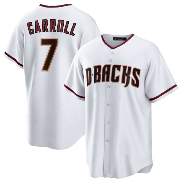 Arizona Diamondbacks #7 Corbin Carroll White AmberGomez Cool Base Stitched Jersey 2