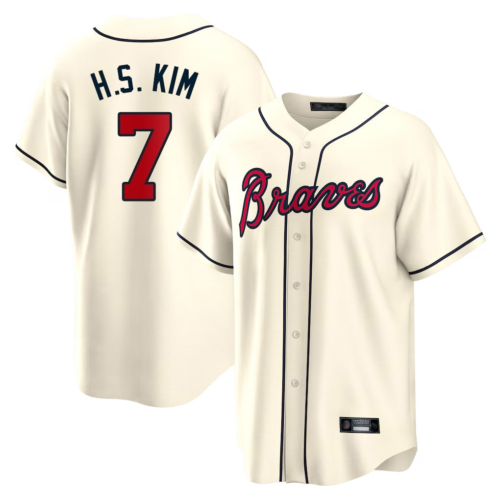 Atlanta Braves #7 Ha-Seong Kim Player Cream AmberGomez Home Game Stitched Jerseys