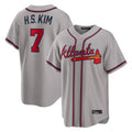 Atlanta Braves #7 Ha-Seong Kim Player Gray AmberGomez Home Game Stitched Jerseys