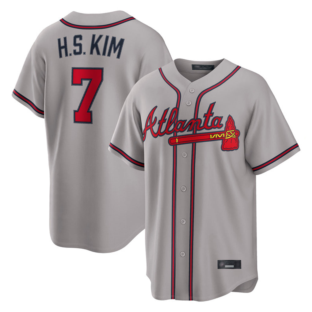 Atlanta Braves #7 Ha-Seong Kim Player Gray AmberGomez Home Game Stitched Jerseys